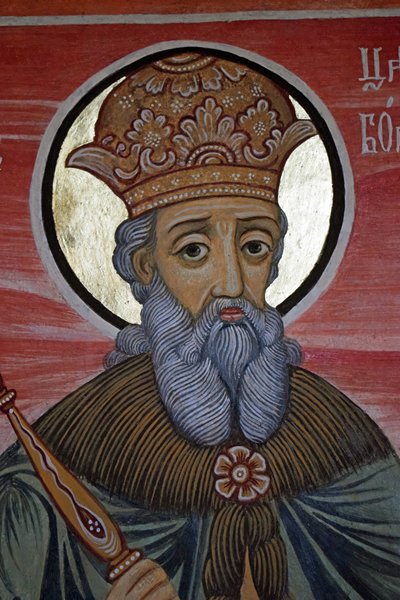 Portret van een heilige in het Preobrazhenski klooster