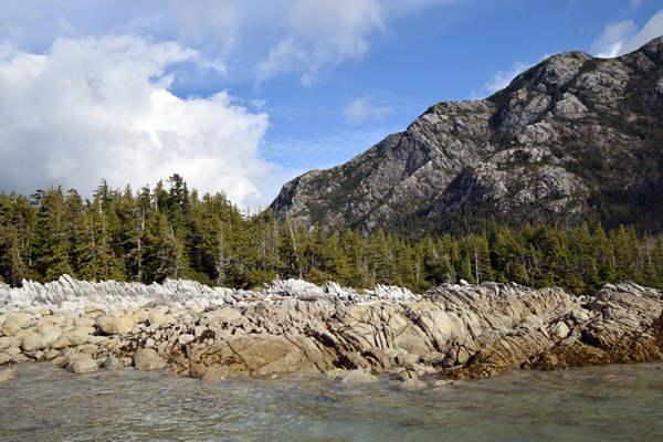 Kust van Campania Island in het Great Bear Rainforest (Canada)