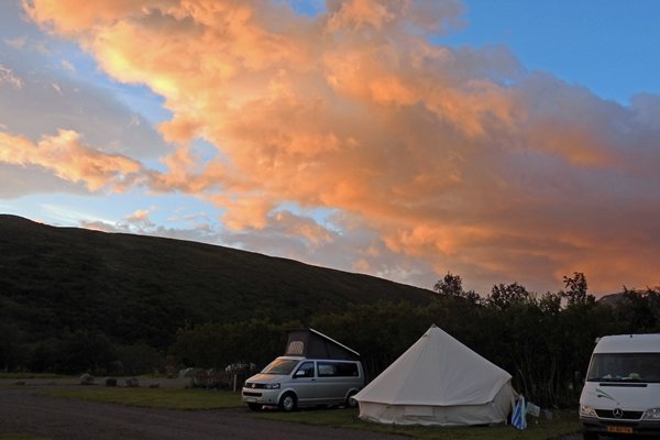 Avond op de camping in Skaftafell