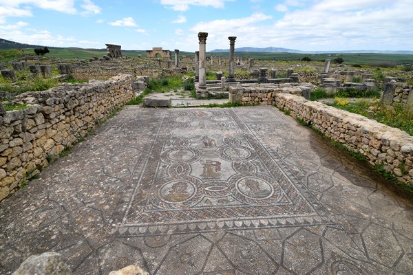 Romeinse overblijfselen in Volubilis, Marokko