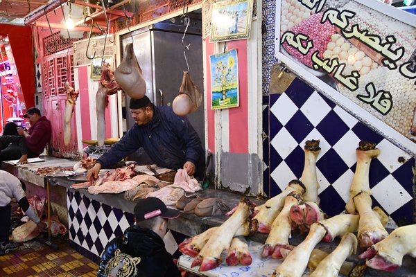 Slager in Meknes, Marokko