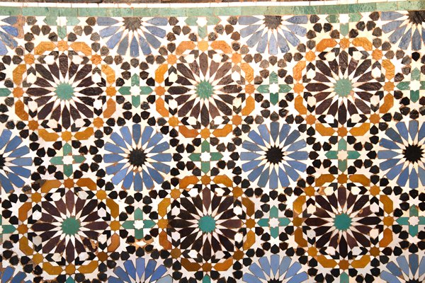 Mozaïek in het Saadi mausoleum in Marrakesh, Marokko