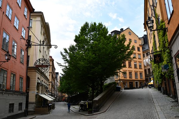 Straathoek in Gamla Stan in Stockholm