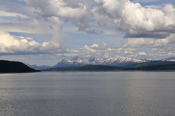 Fjord tijdens de busrit Bodø-Trondheim