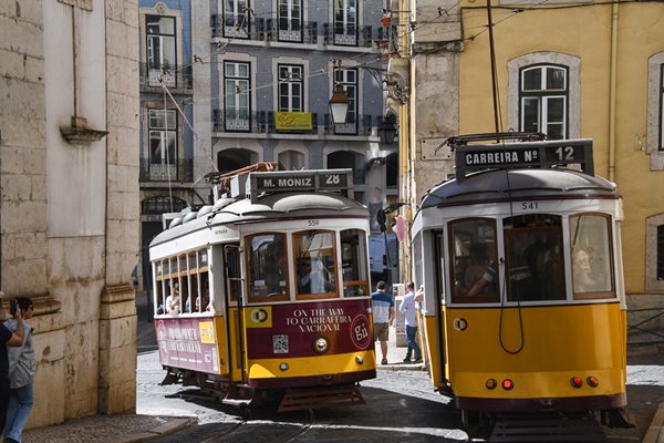 Trams in Lissabon