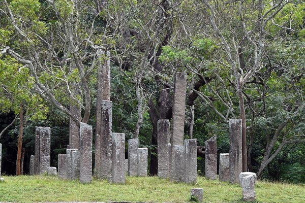Pilaren van een vroeger paleis in Anuradhapura (Sri Lanka)